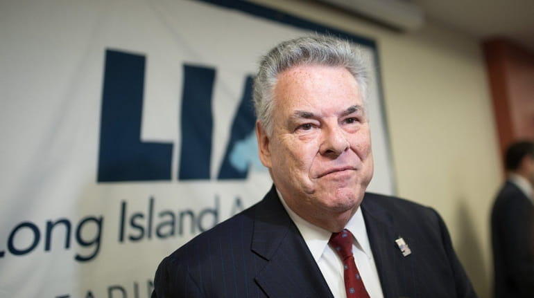 Rep. Peter King (R-Seaford) at a Long Island Association event...