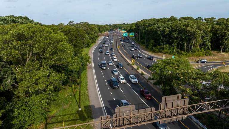 Traffic moves in both directions on the Southern State Parkway...