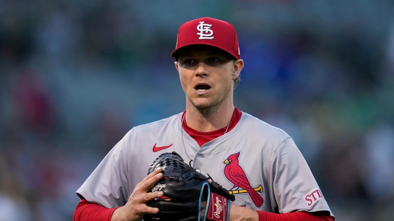 St. Louis Cardinals' Sonny Gray walks to the dugout after...