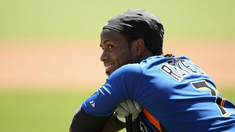 Jose Reyes of the Mets waits for his turn in...