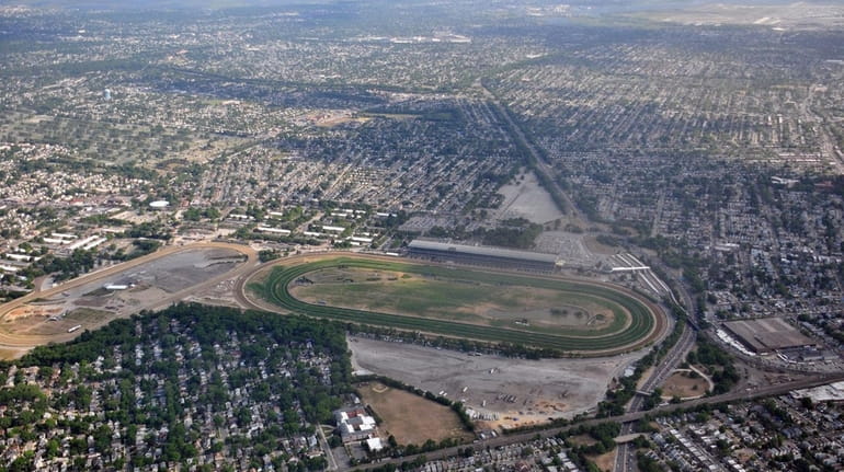 The aerial view over Belmont Park in Elmont on May...