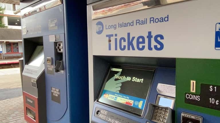 A ticket machine at the LIRR station on April 30 in Mineola.