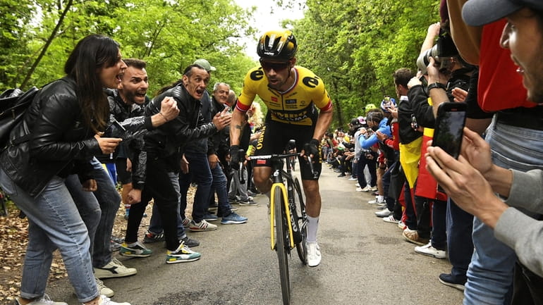 Slovenia's Primoz Roglic pedals during the eight stage of the...