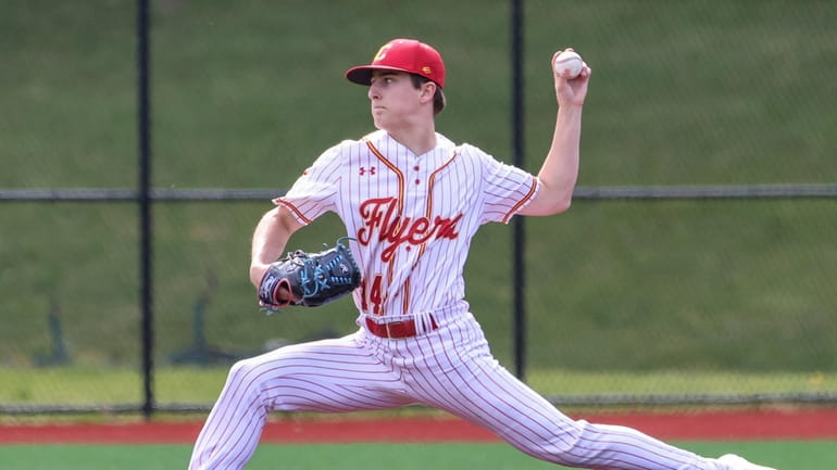 Chaminade's John Carroll delivers to the plate during the CHSAA...