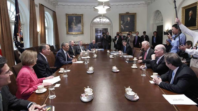 President Barack Obama meets with Congressional leaders regarding the debt...