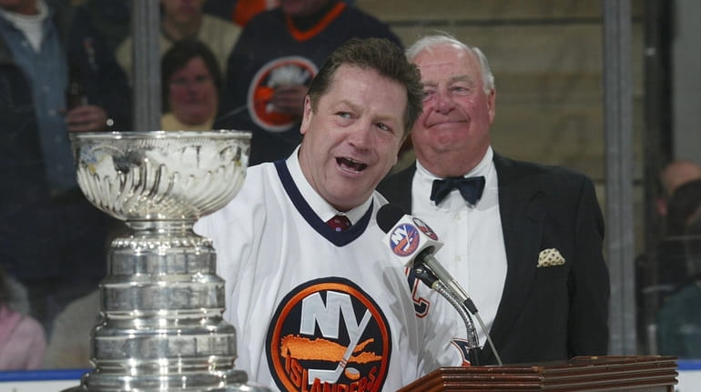 Denis Potvin #5, former captain of the New York Islanders,...