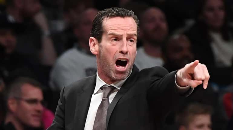 Brooklyn Nets head coach Kenny Atkinson directs his players against...