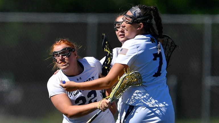Northport's Shannon Smith, left, celebrates with Isabella Germani after scoring...