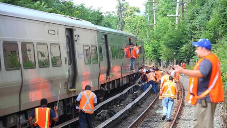 Morning commuters were delayed after one eastbound LIRR train bumped...