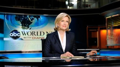 ABC World News anchor Diane Sawyer taping a news brief...